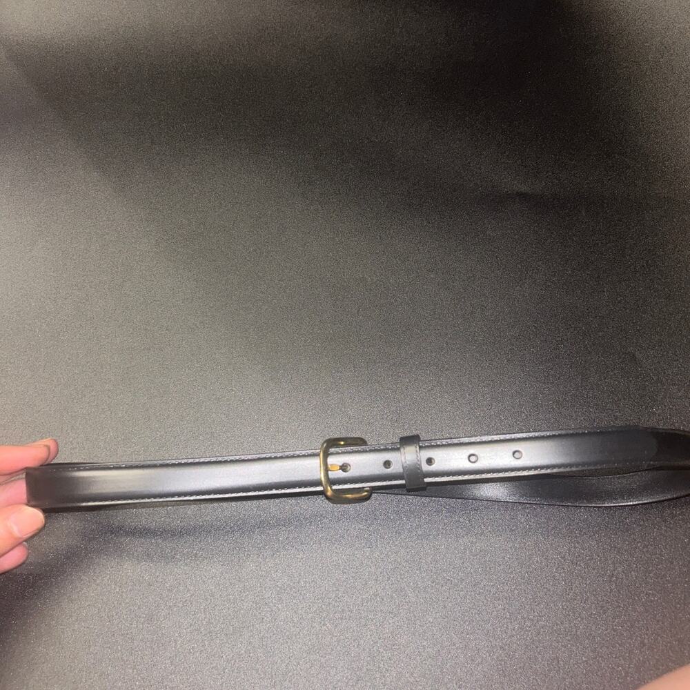 Black Faux Leather Gold-Tone Hardware Adjustable Belt Women's Size 12